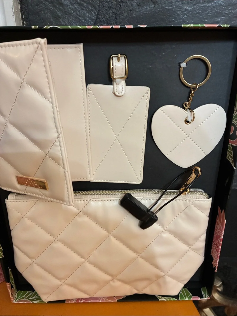 Trina Turk Quilted Blush Pink Travel Accessory Gift Set